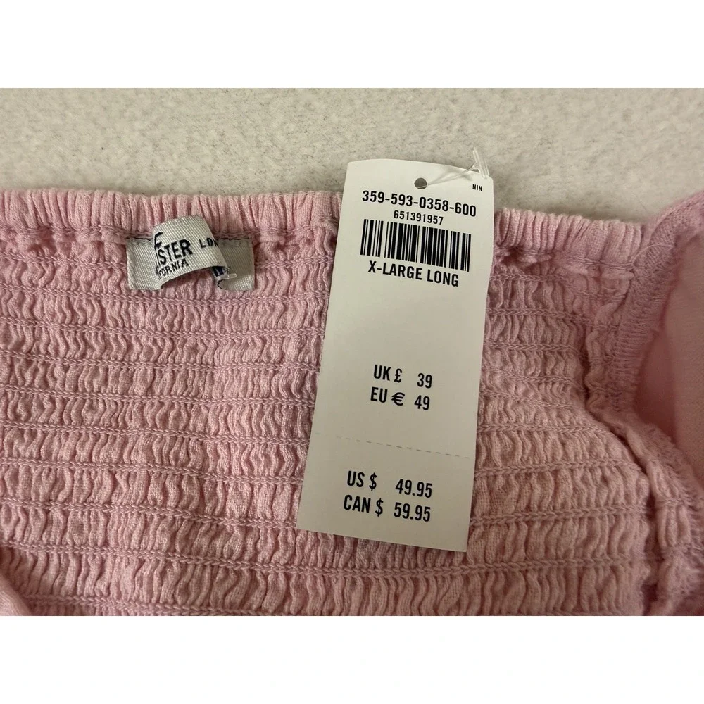 Hollister‎ Dress XL Milkmaid Puff Sleeve Smocked Short Eyelet Lace Y2K NWT Pink